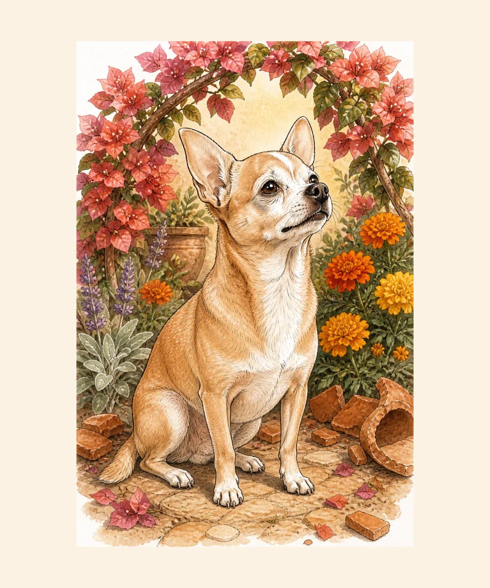 A drawing of Bruno, not a photograph of him.