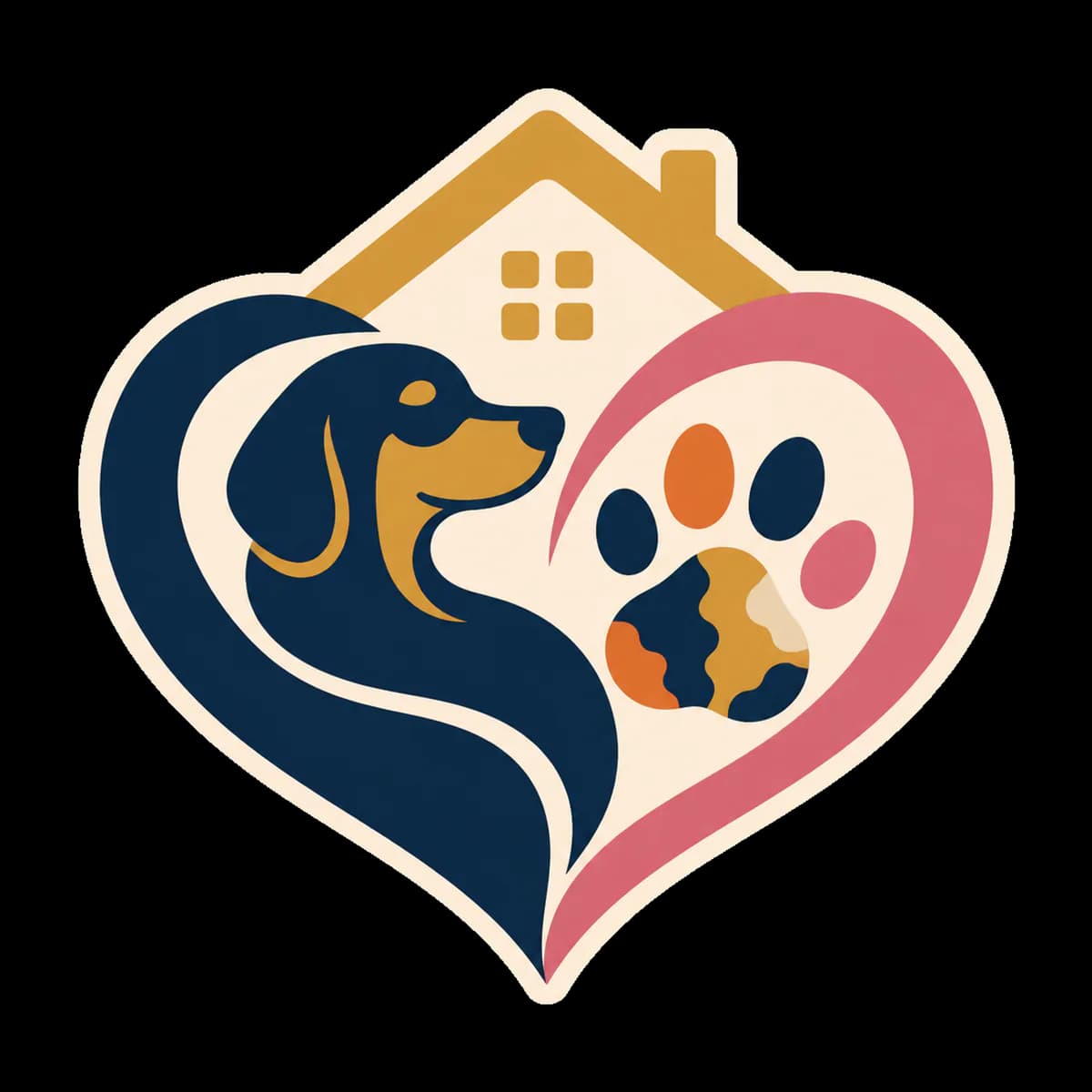A graphic paired-heart and house emblem for Valentine’s Day
