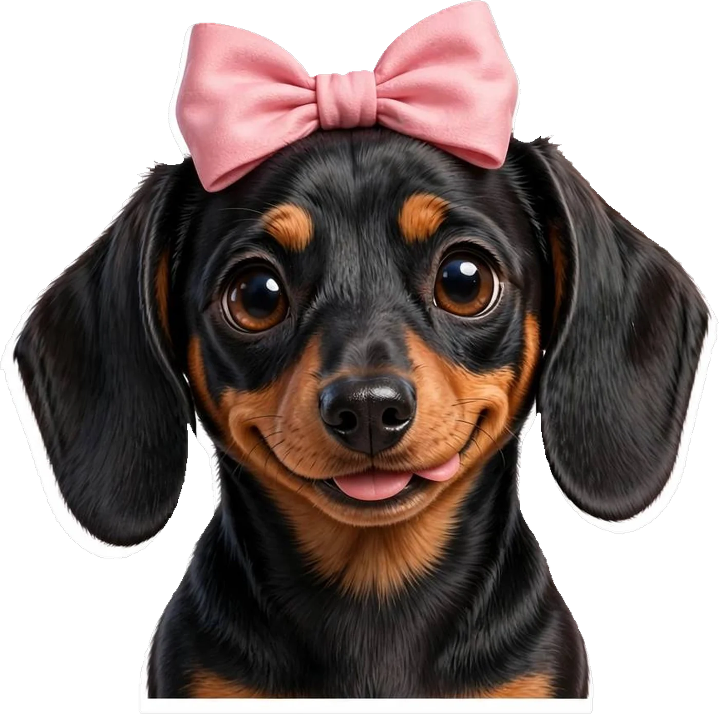 Luna wearing her bow, printed on a stainless water bottle