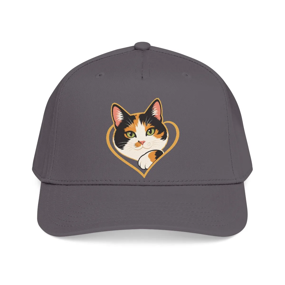 Bonnie's soft calico paw emblem on a structured cap
