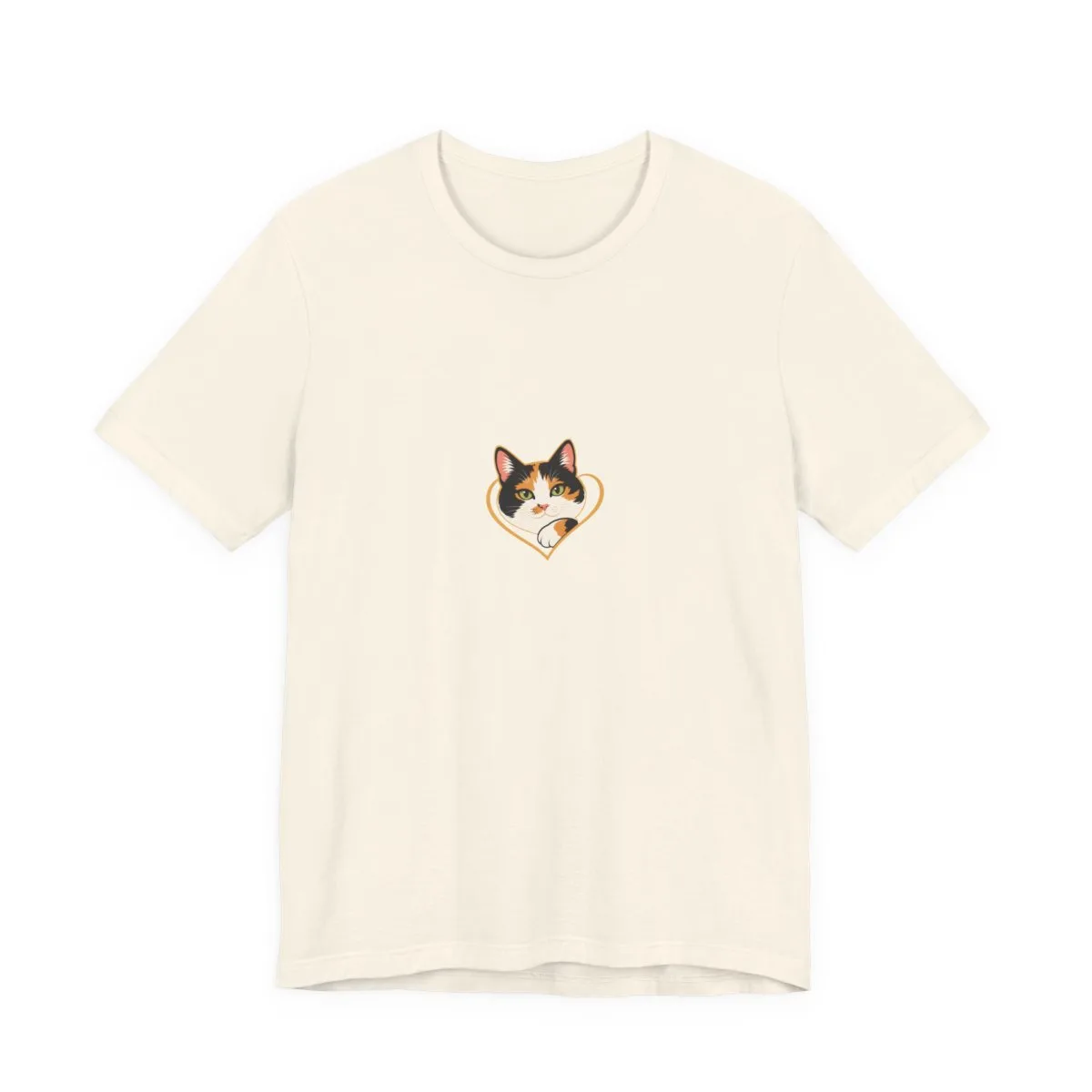 Bonnie's soft calico paw emblem printed as a small chest mark on this tee