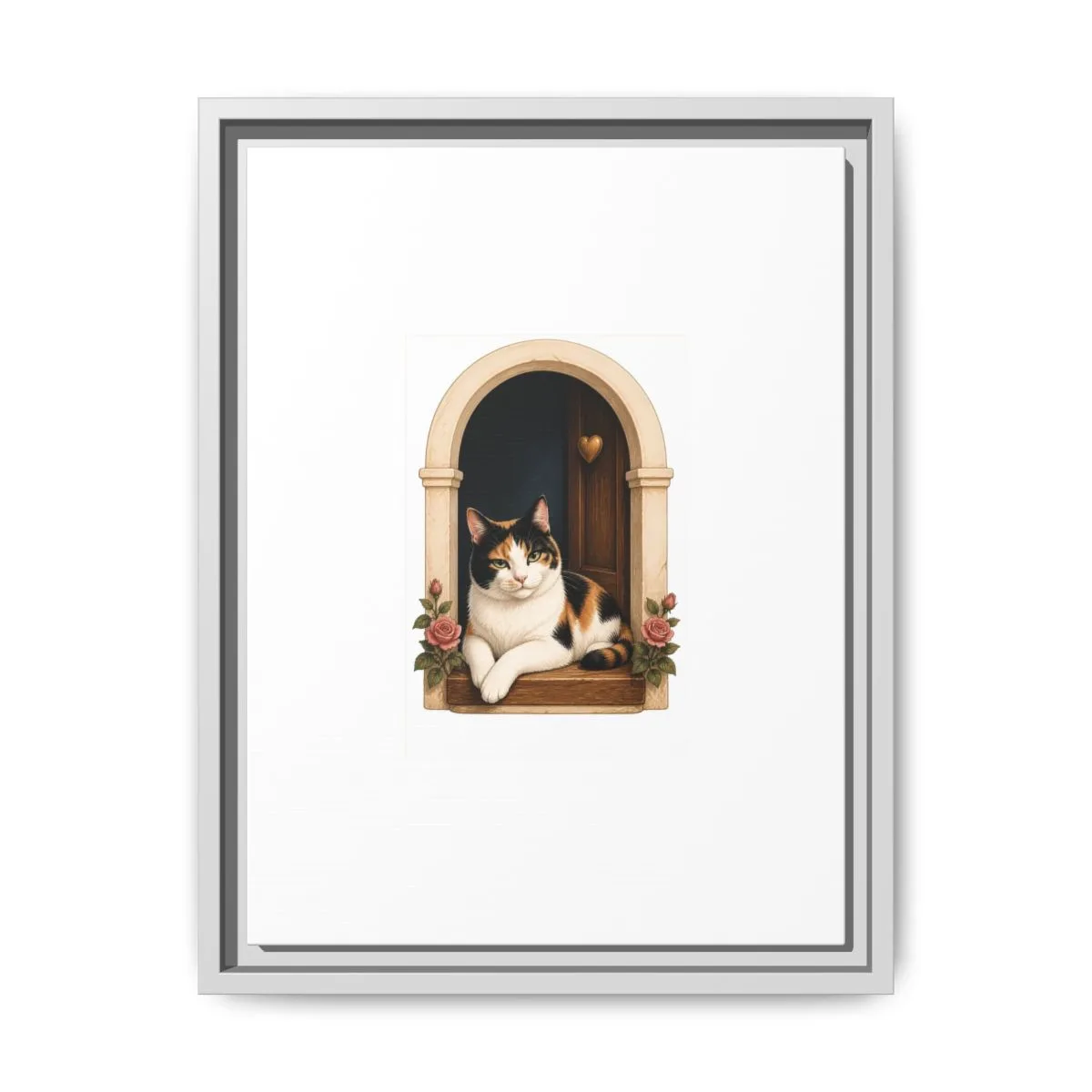 Bonnie sitting contentedly in a warm family room — the artwork presented on a framed canvas