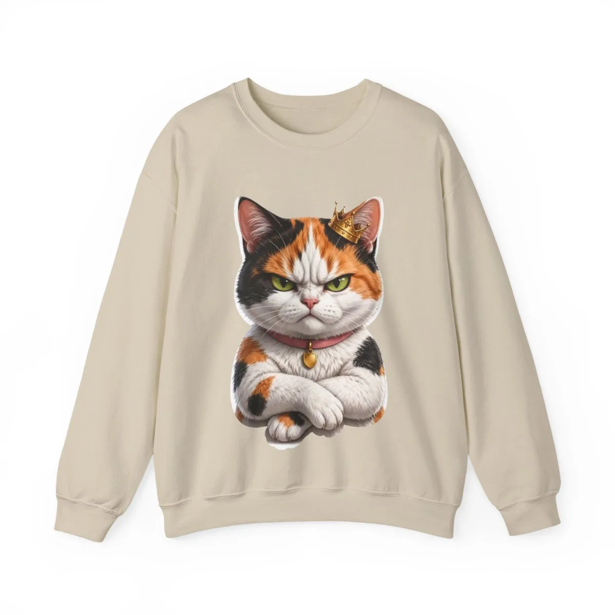 The sweatshirt in Sand, with the SalchiLuna design printed on it