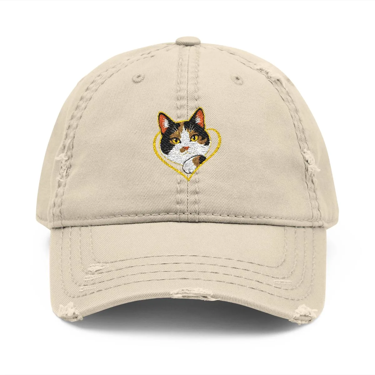 The cap in Khaki, with the SalchiLuna design printed on it