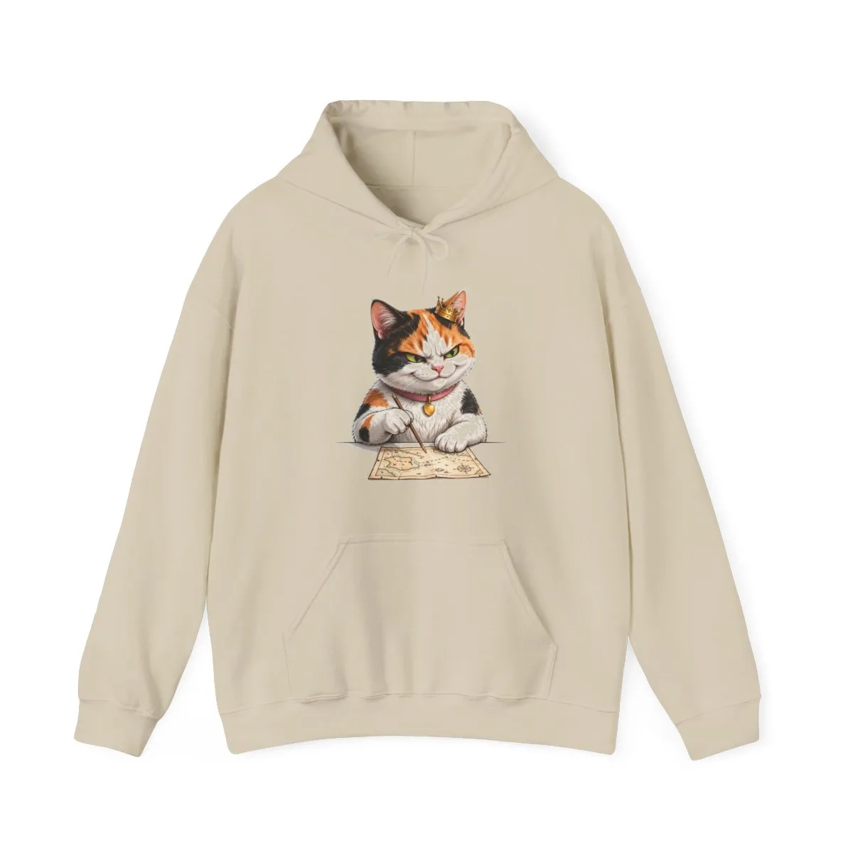 Bonnie the calico cat plotting against Luna — the illustration printed on this hoodie