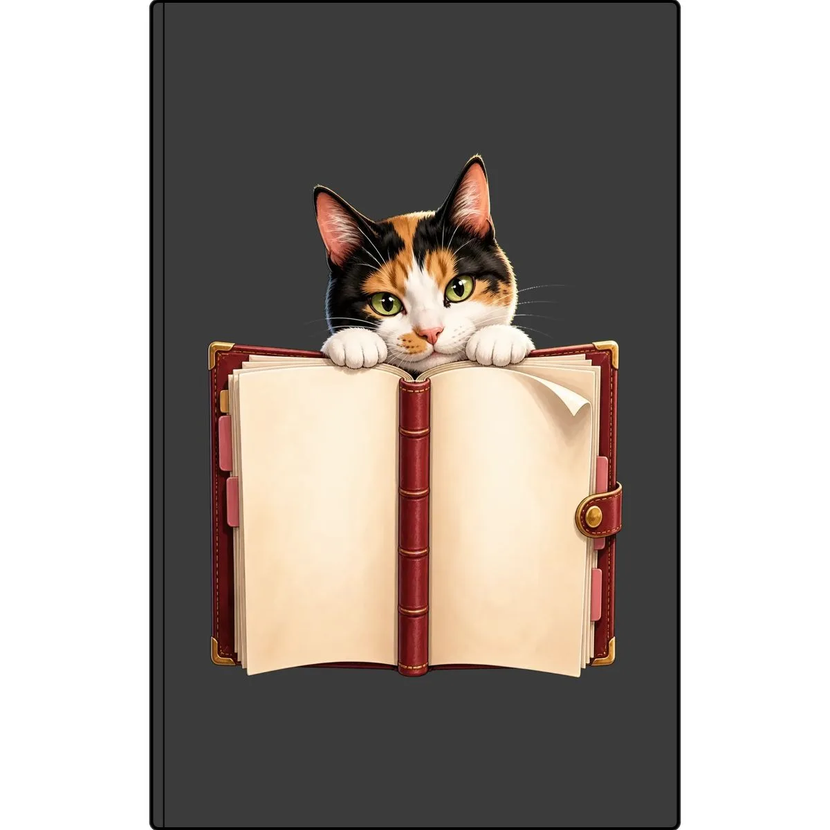The vegan leather journal in Black/Gold, with the SalchiLuna design printed on it