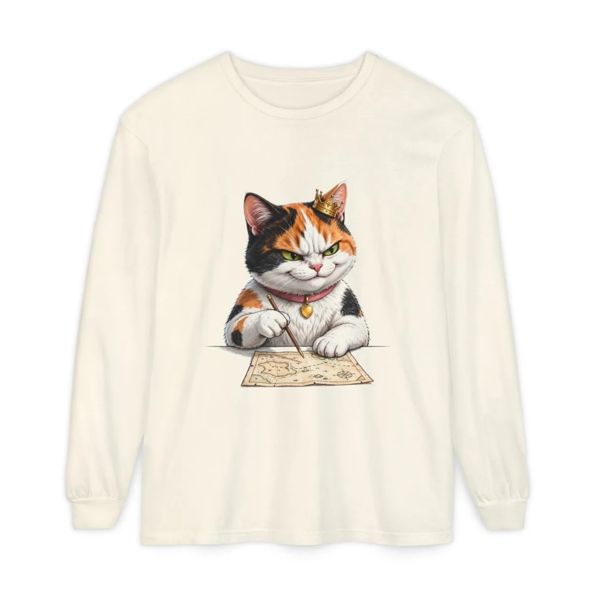 The garment-dyed long-sleeve t-shirt in Ivory, with the SalchiLuna design printed on it