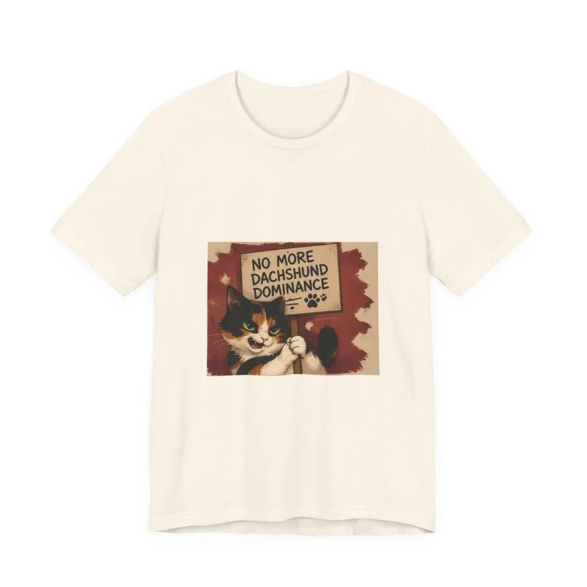 The tee in Natural, with the SalchiLuna design printed on it
