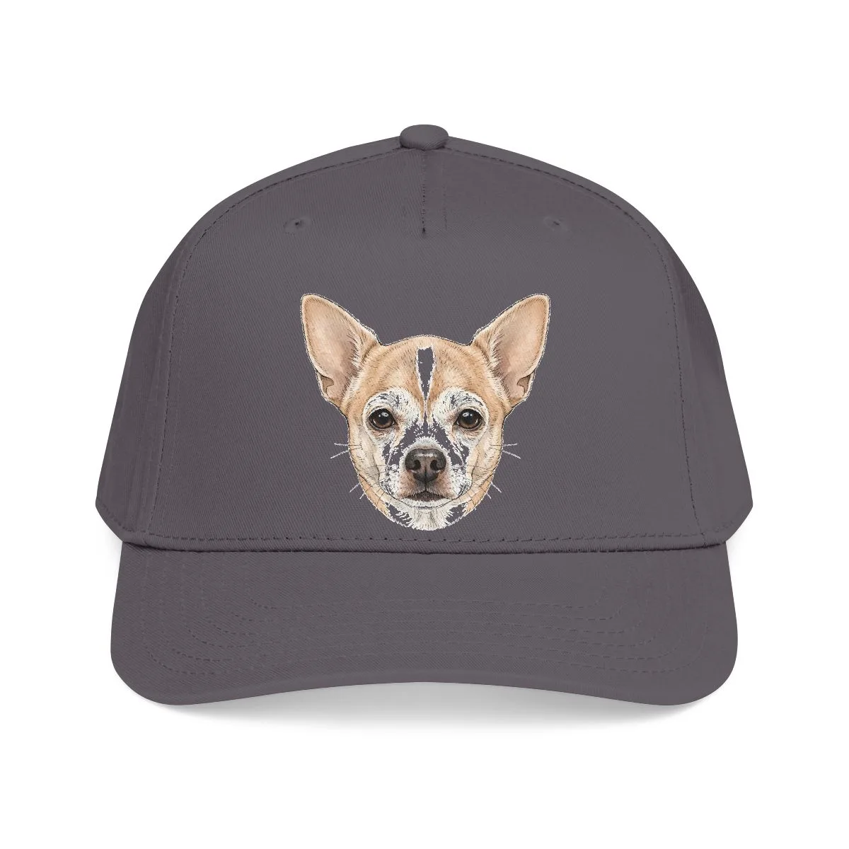 Bruno's head mark on the front panel of a mid-profile baseball cap