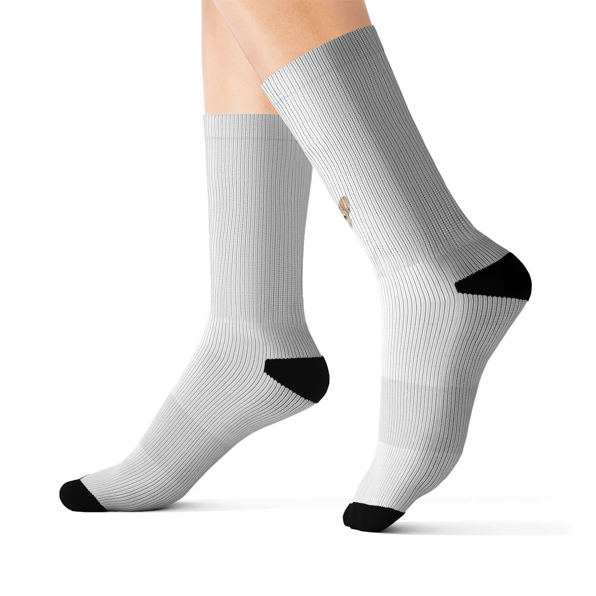 Bruno's head mark printed on a pair of socks