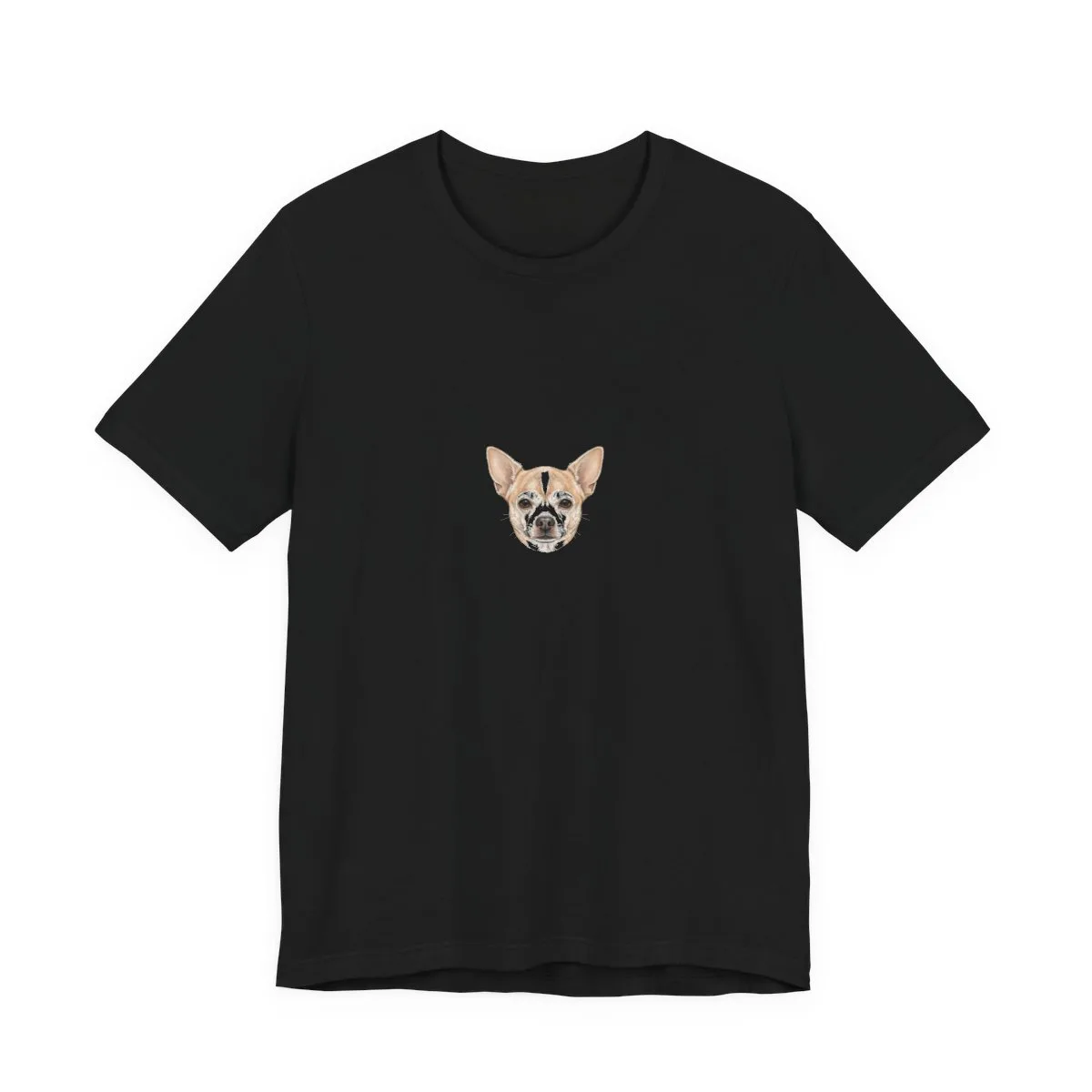 Bruno's head drawn as a small chest mark on a soft everyday tee