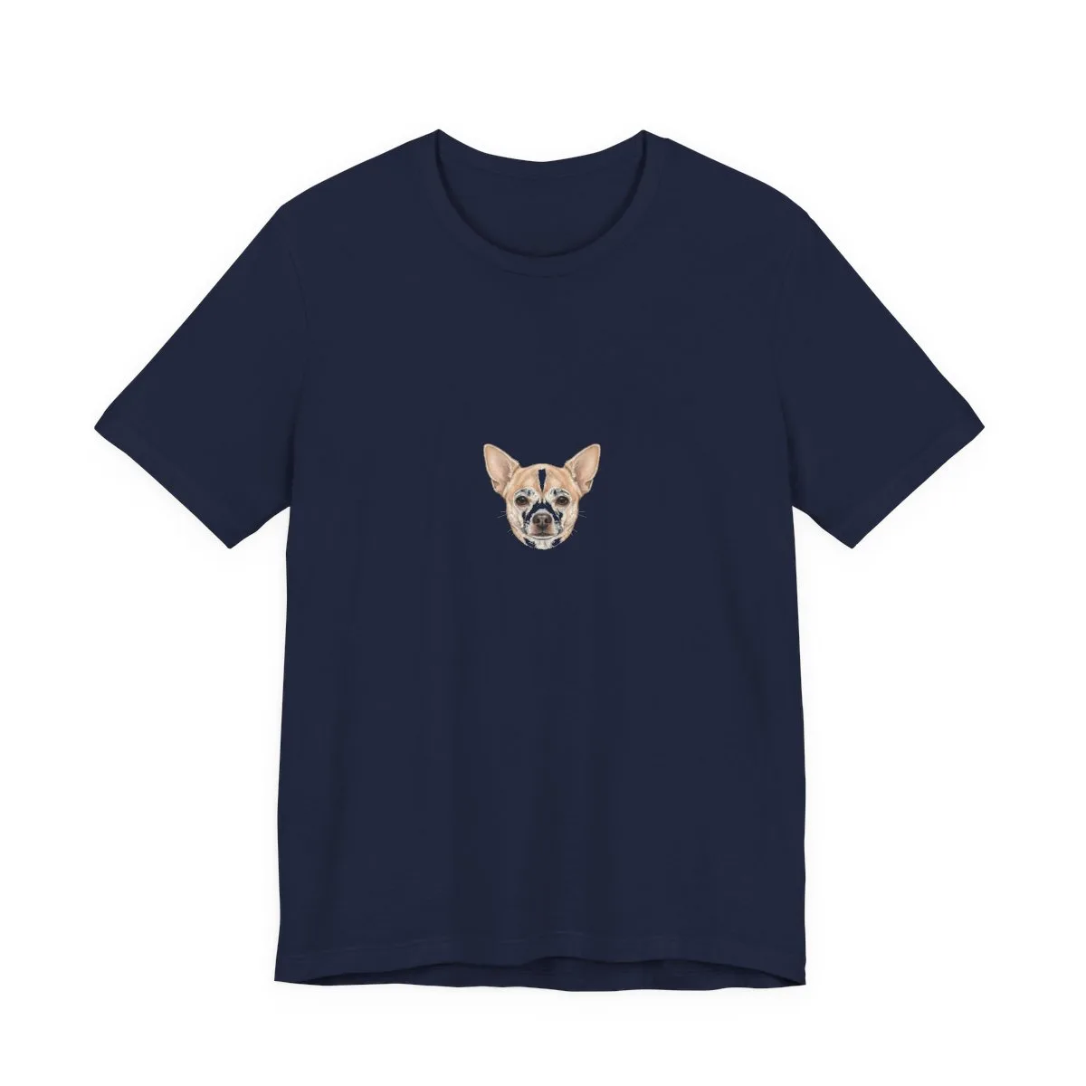 The tee in Navy, with the SalchiLuna design printed on it