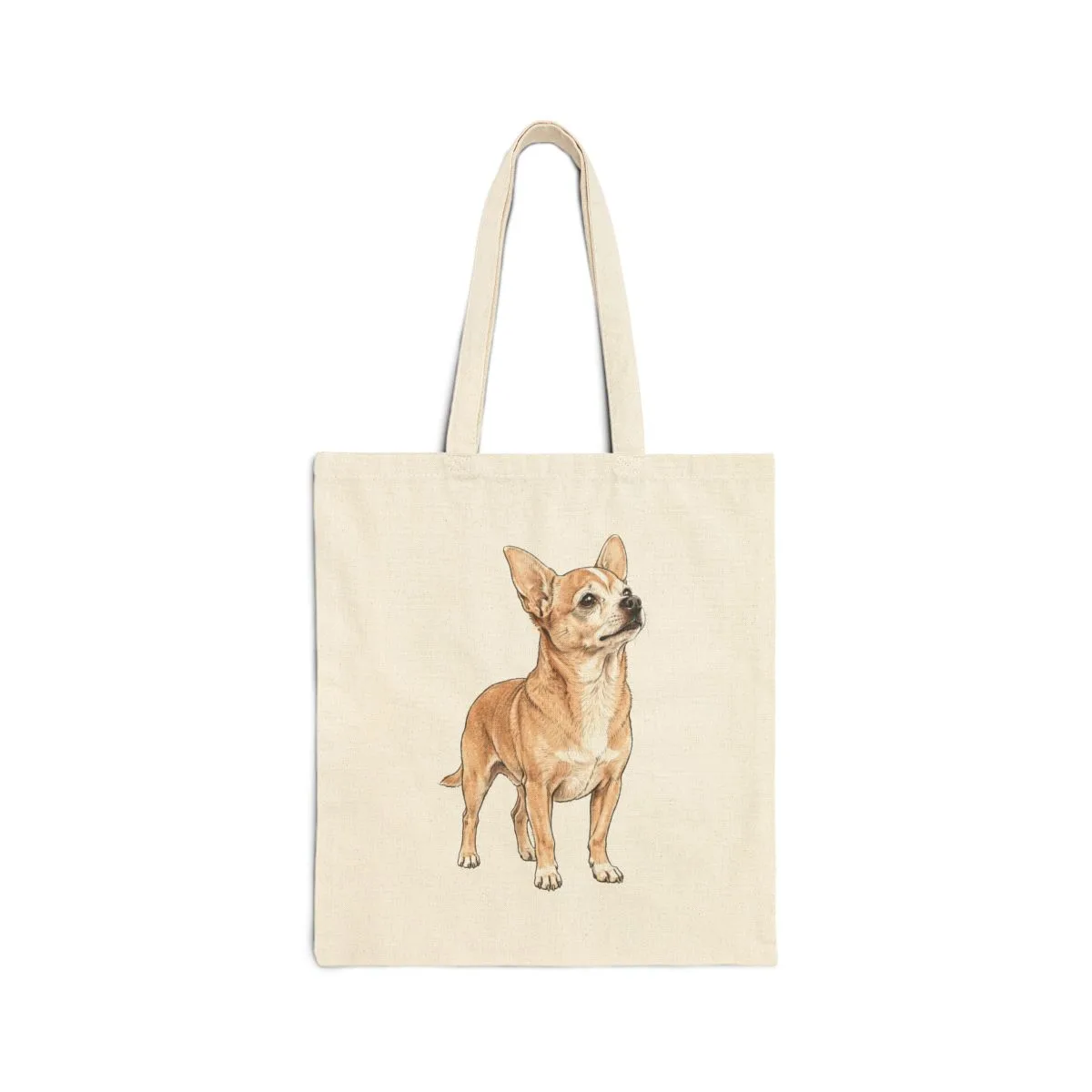 A canvas tote printed with Bruno standing at three-quarters