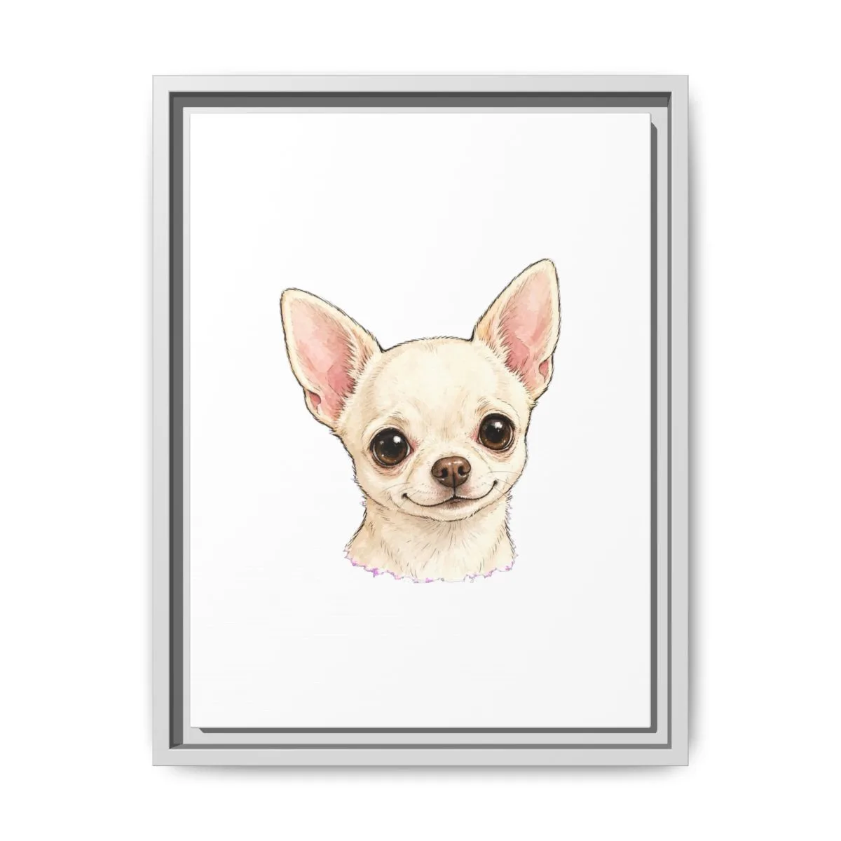 A close head-and-shoulders drawing of Chanel, printed on a framed matte canvas