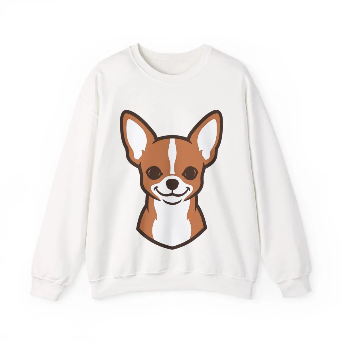Bruno drawn as a small emblem, printed on the front of a crewneck sweatshirt