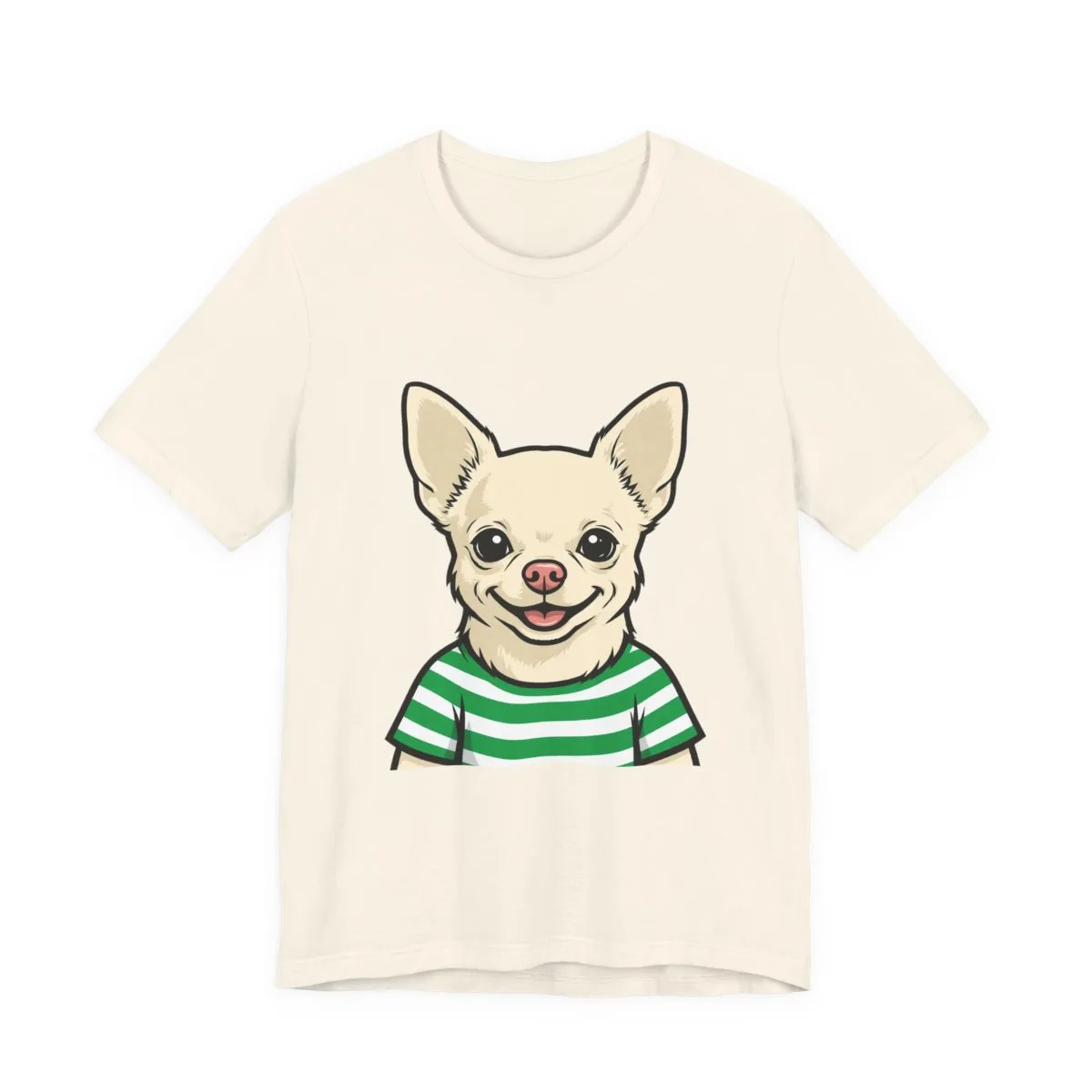The tee in Natural, with the SalchiLuna design printed on it