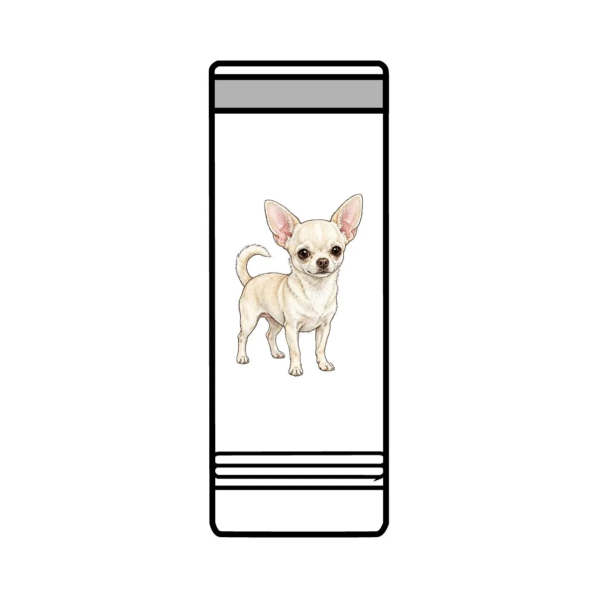 Chanel drawn standing, printed on the front panel of a steel tumbler