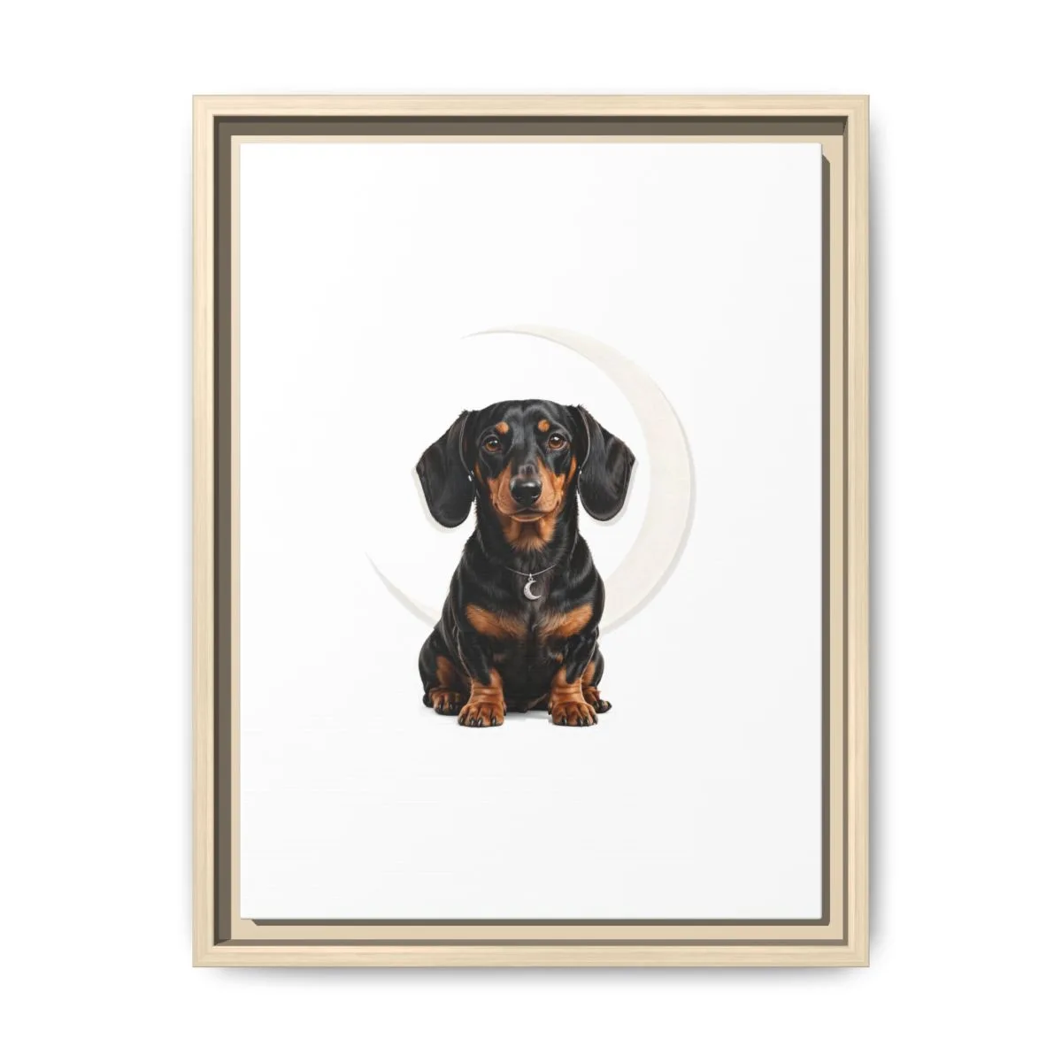 The framed matte canvas in Natural, with the SalchiLuna design printed on it