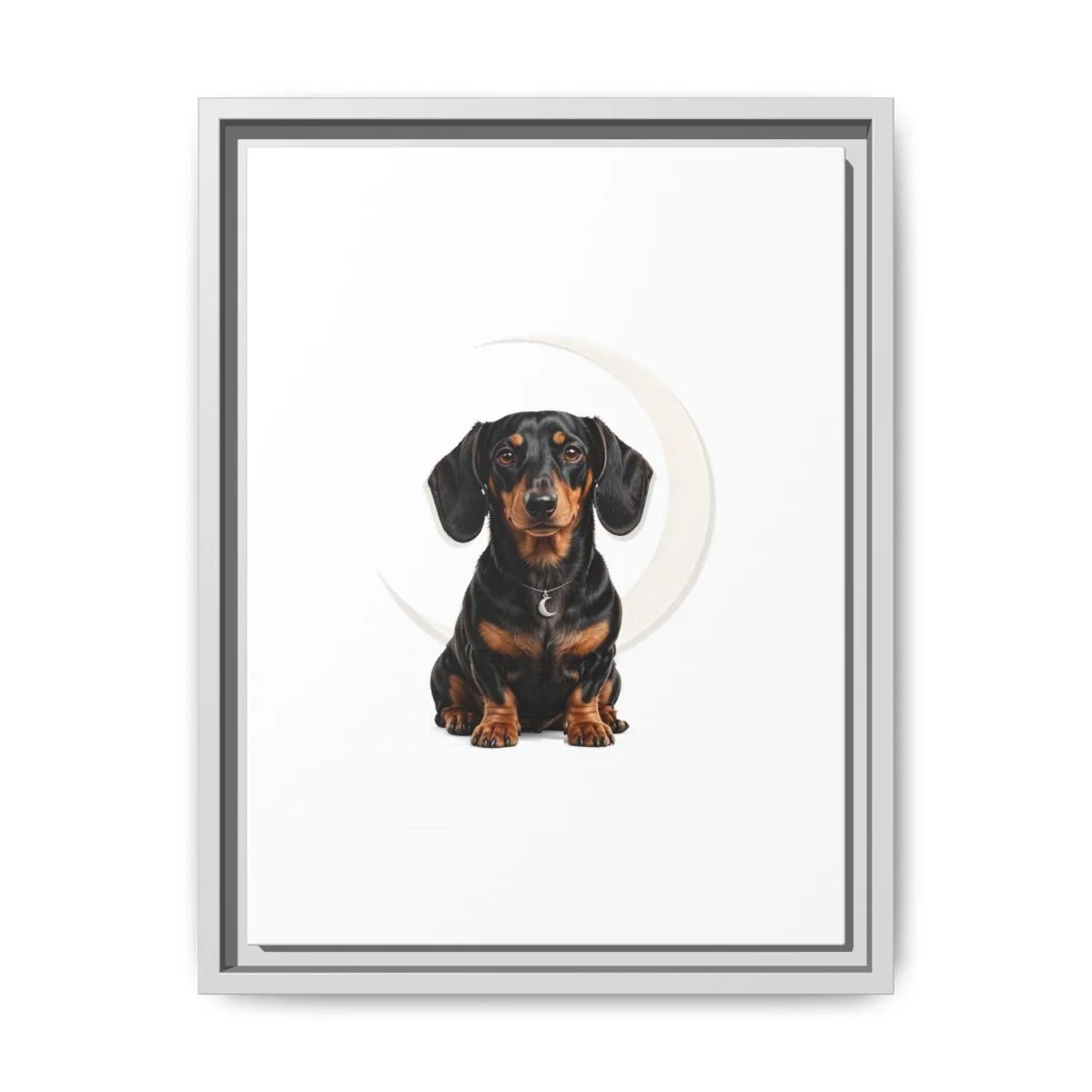 Luna beneath her guardian moon, printed on framed matte canvas