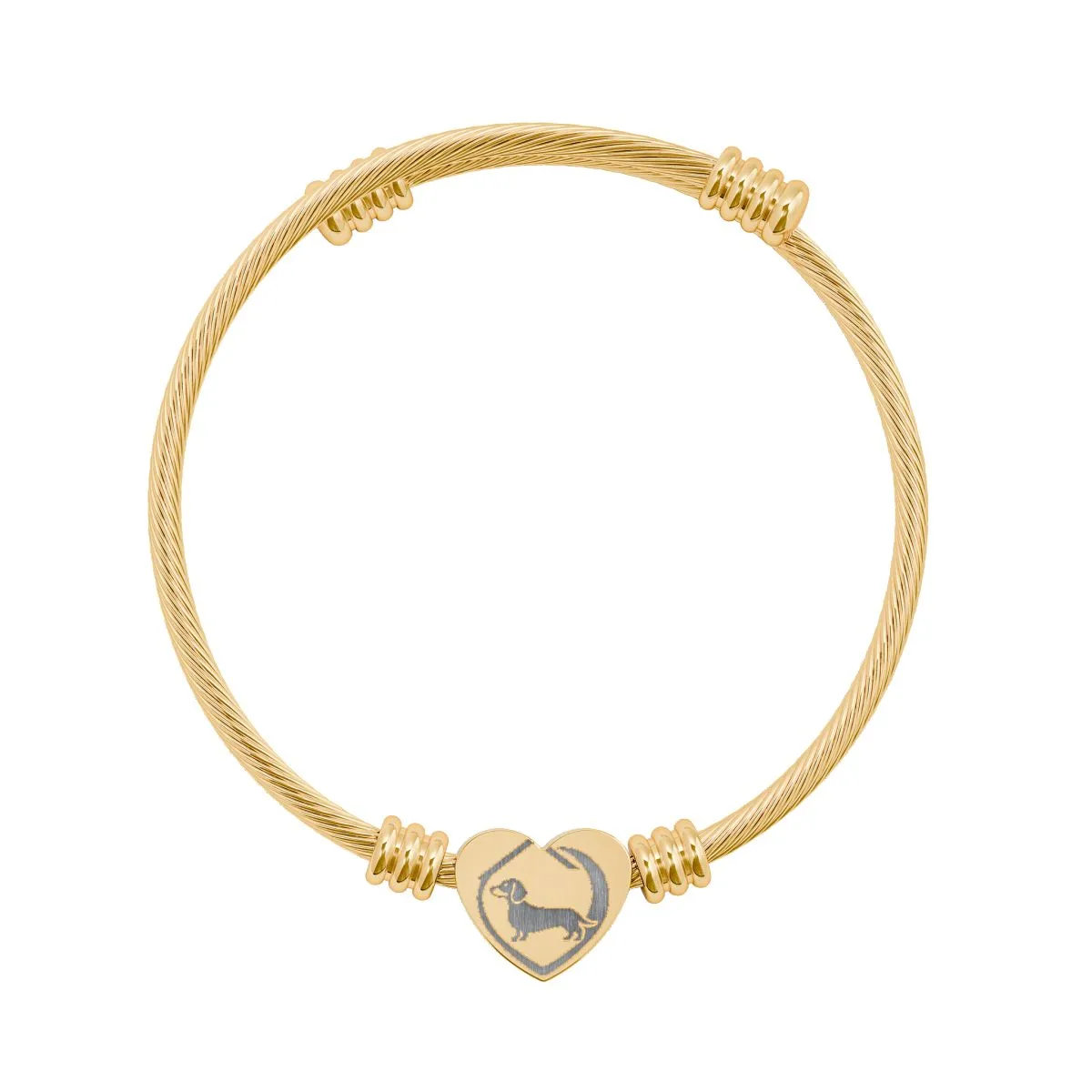 The heart cuff bracelet (engraving) in 18K Gold PVD coating, with the SalchiLuna design printed on it