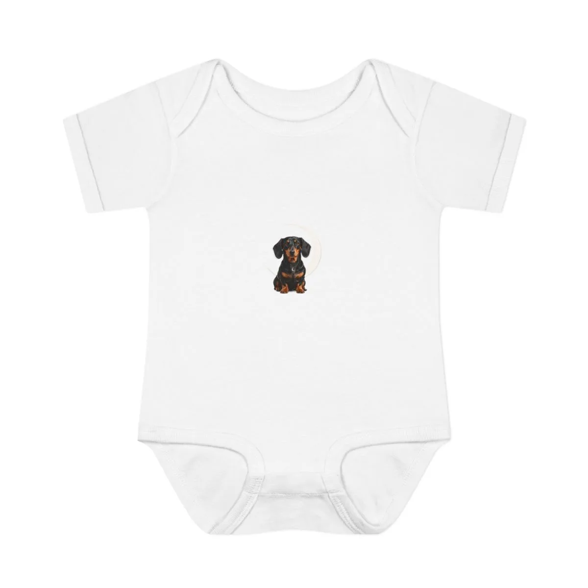 A small mark of Luna before the moon — the design printed on this baby bodysuit