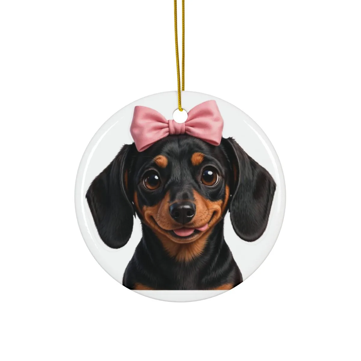 The ceramic ornament, with the SalchiLuna design printed on it