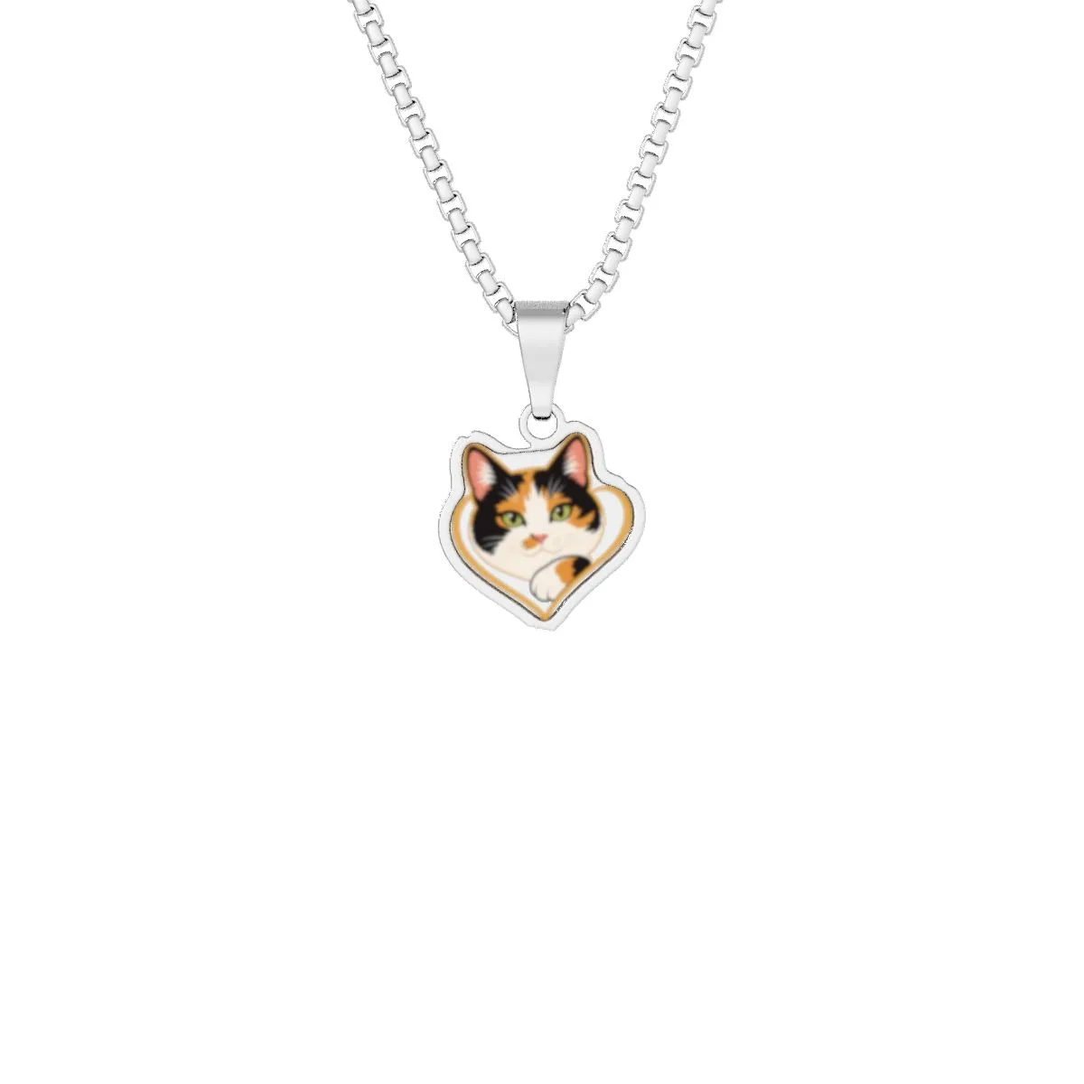 Bonnie's soft calico paw emblem cut to shape as a one-inch pendant