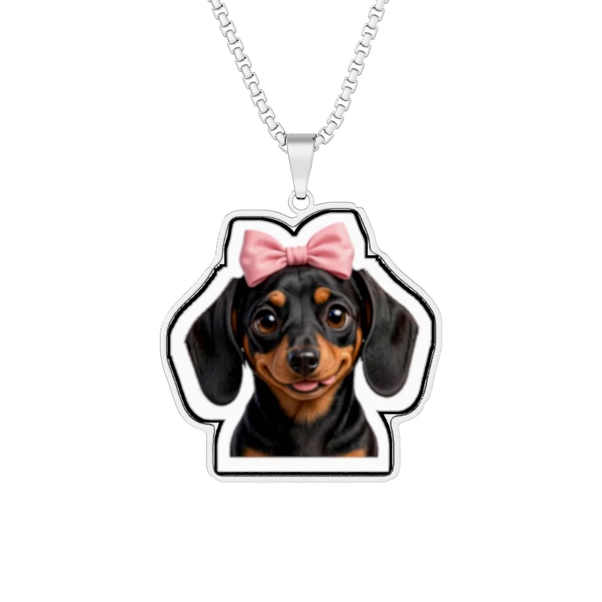 The custom-cut photo pendant in Stainless Steel, with the SalchiLuna design printed on it
