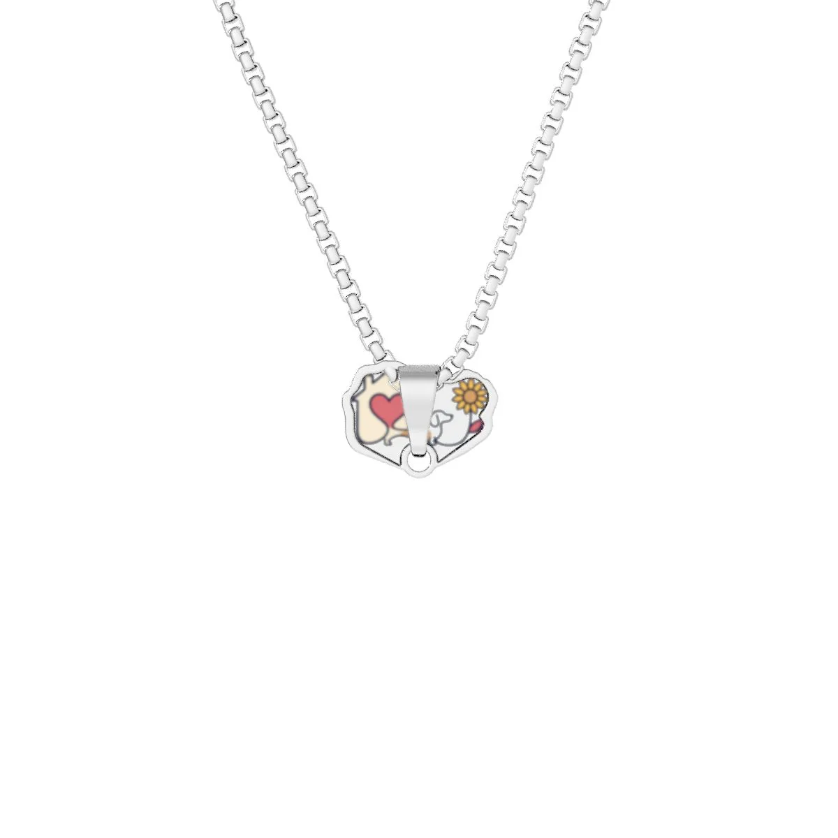 The custom-cut photo pendant in Stainless Steel, with the SalchiLuna design printed on it