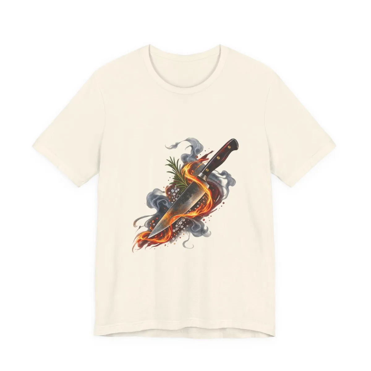 The tee in Natural, with the SalchiLuna design printed on it