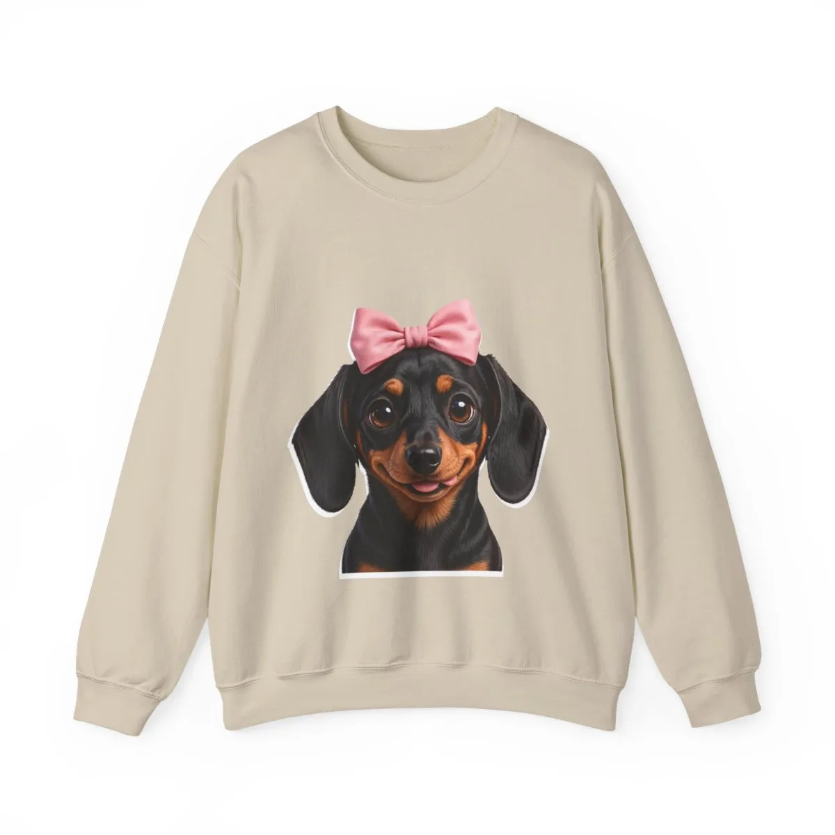 Luna's portrait wearing her pink bow — the illustration printed on this sweatshirt