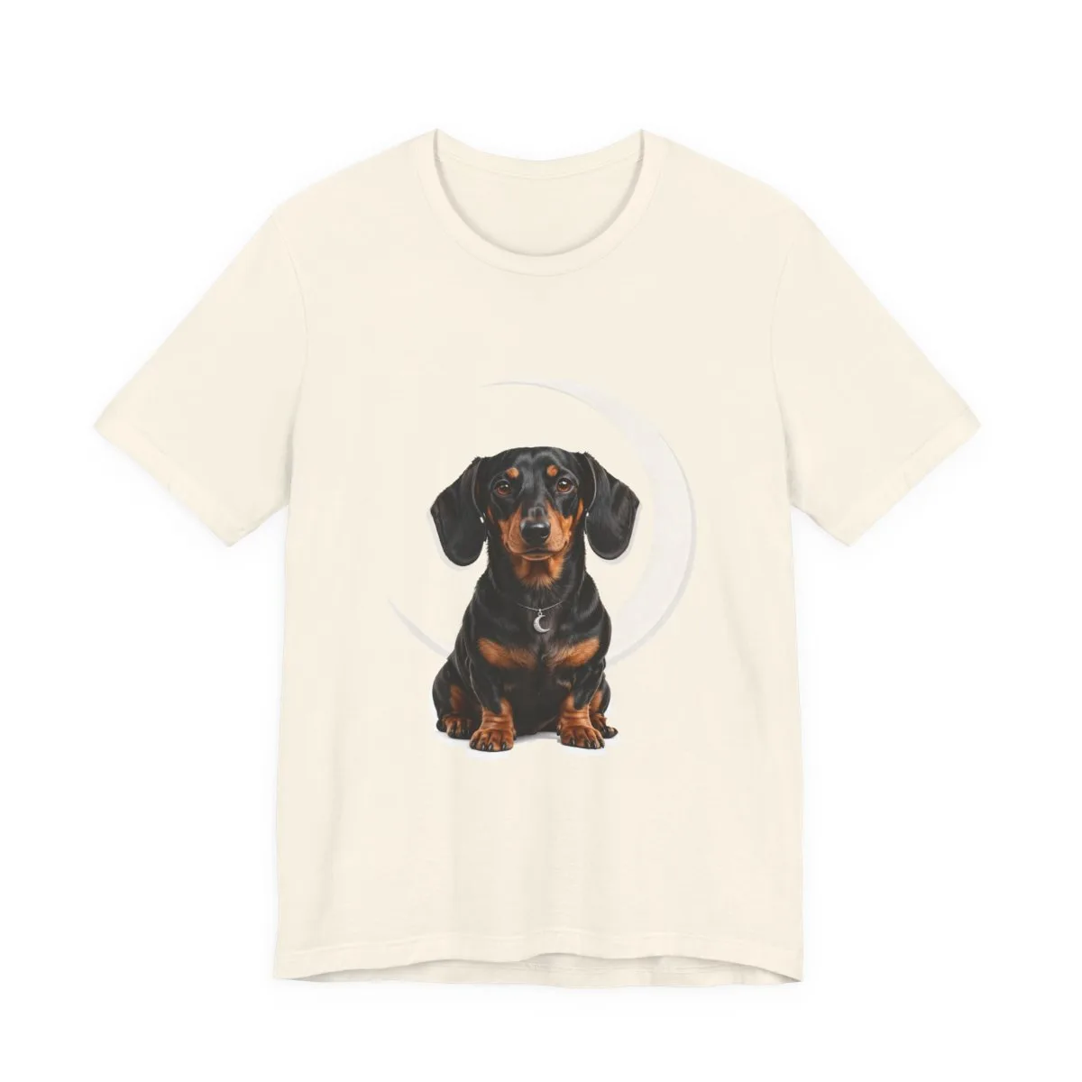 Luna sitting before a full moon — the illustration printed on this tee