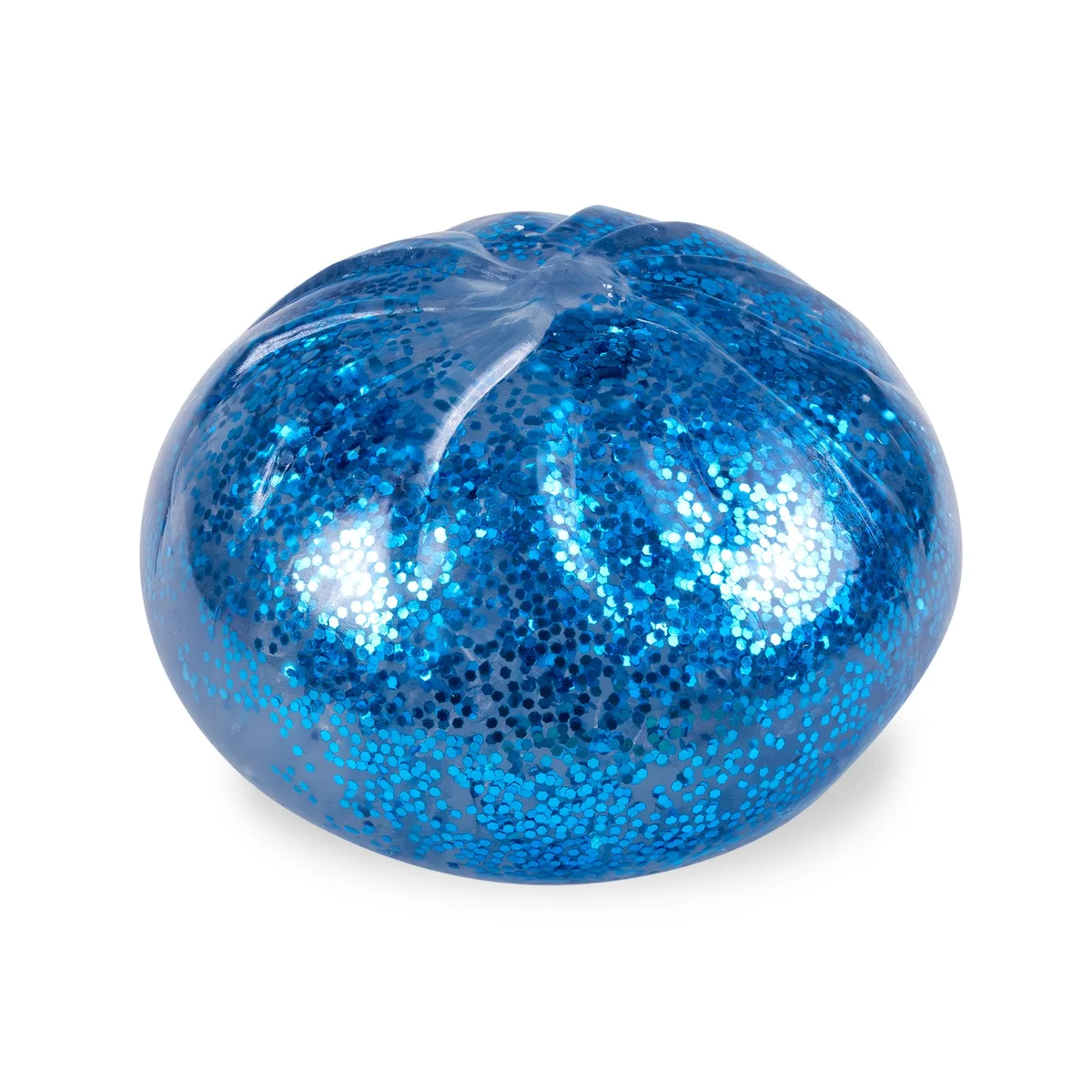 Supplier photograph: the blue glitter dumpling on its own, glitter suspended through the shell