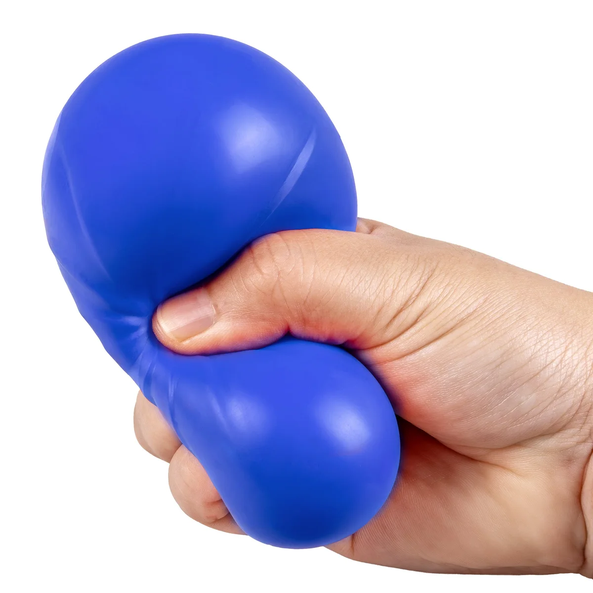 Supplier photograph: the blue dumpling mid-squeeze in a hand