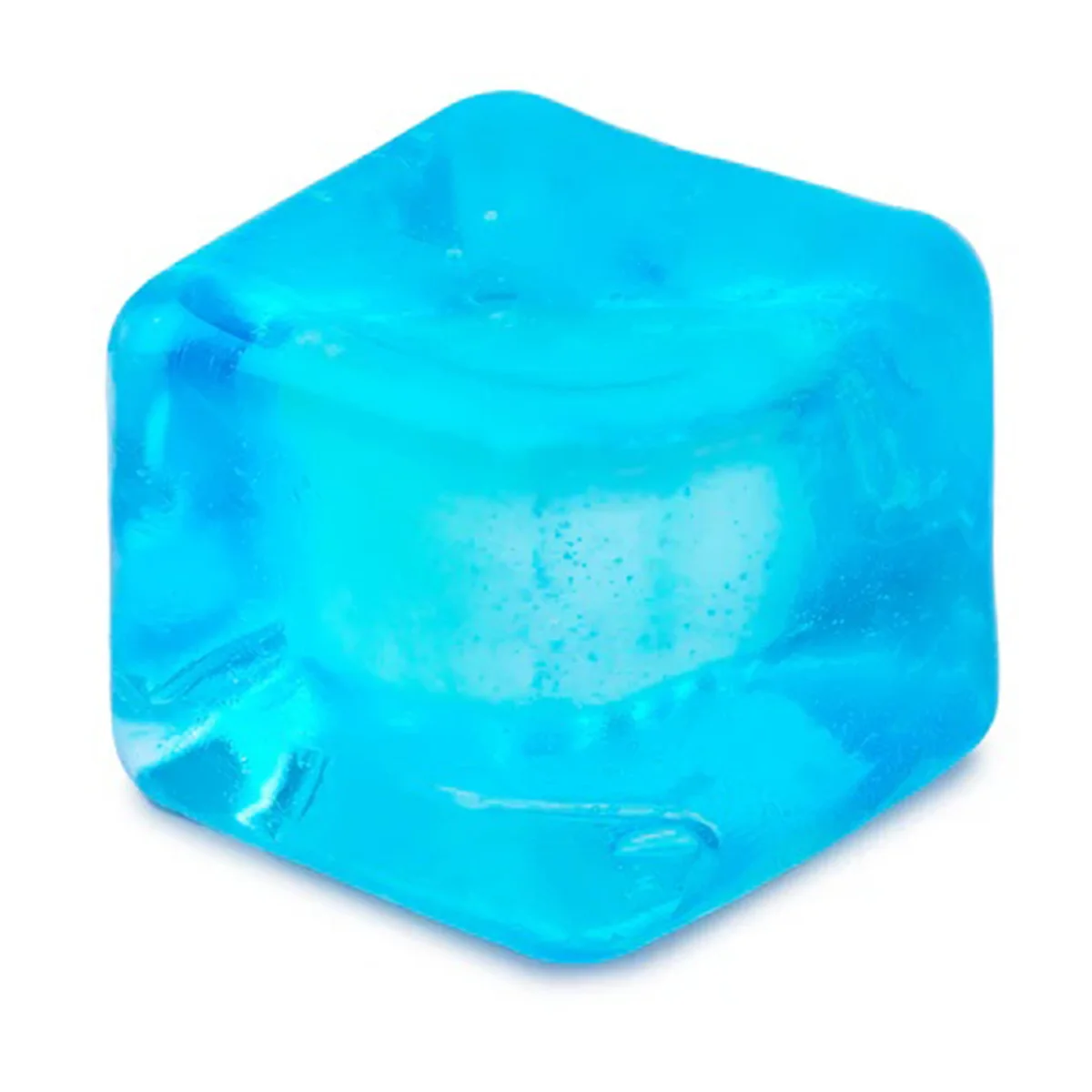 Supplier photograph: the SqueeDoh sensory cube in blue, out of its box